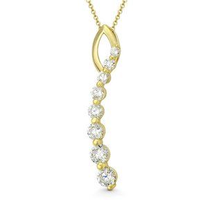 14K Gold Journey Pendant 1.00ct Created Diamonds